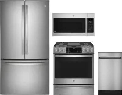 4 Piece Package Includes Refrigerator, Range, Microwave And Dishwasher